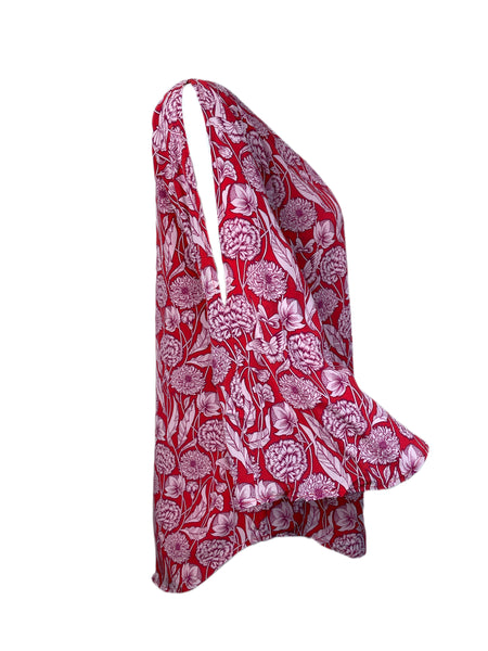 ECRU Women's Red 3/4 Sleeve Flower Print Blouse #3236 S NWT