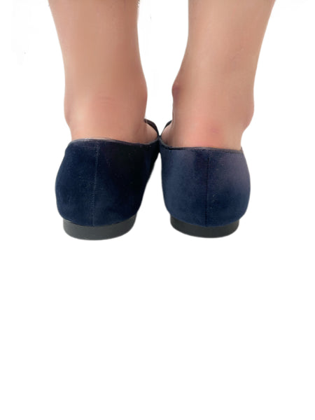 SCOTCH&SODA Womens Navy Velvet Embroidered Bee Flats #33 6 NWB