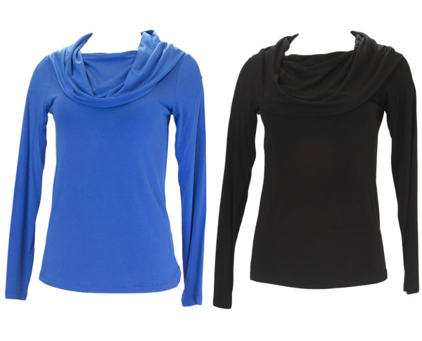 ANALILI Women's Wide Cowl Neck Long Sleeve Top 356M18 $135 NWT