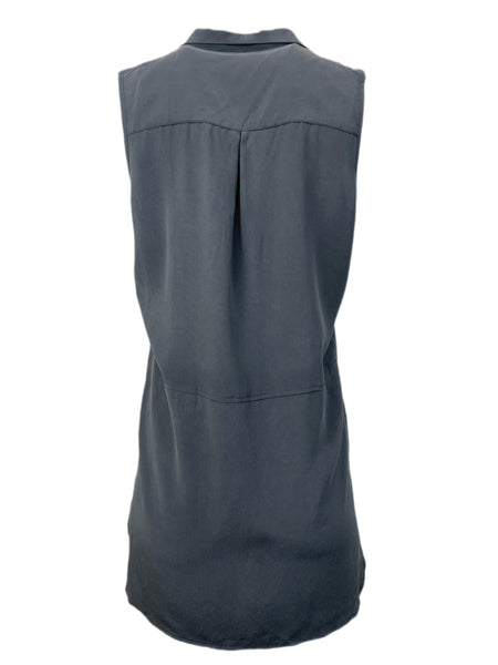 ECRU Women's Grey Slate Button Down Collared Top #3818 S NWT