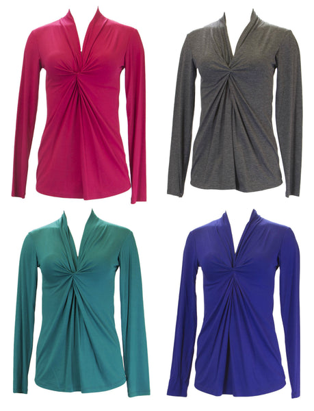 ANALILI Women's Front Twist Accent Long Sleeve Top 384IA10 $125 NEW