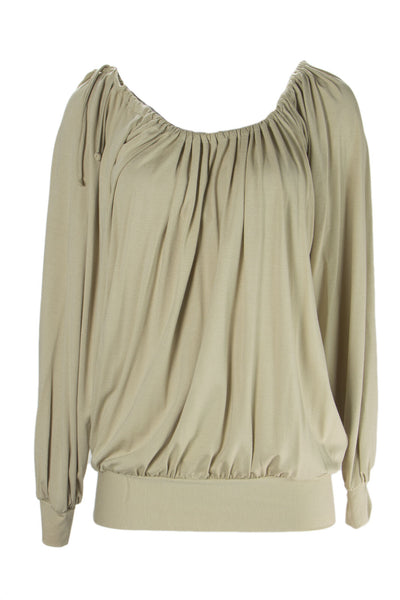 ANALILI Women's Long Sleeve Drastring Peasant Top 387AI10 $145 NWT