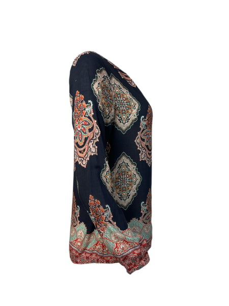 ECRU Women's Black All Over Print Blouse #3911 S NWT