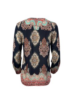 ECRU Women's Black All Over Print Blouse #3911 S NWT