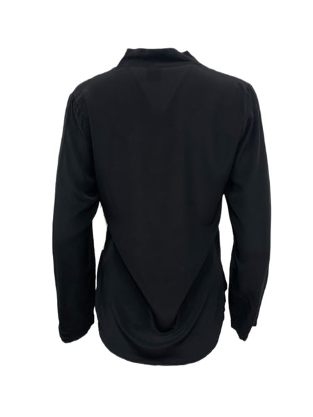 ECRU Women's Black Long Sleeve V-Neck Blouse #3941 S NWT