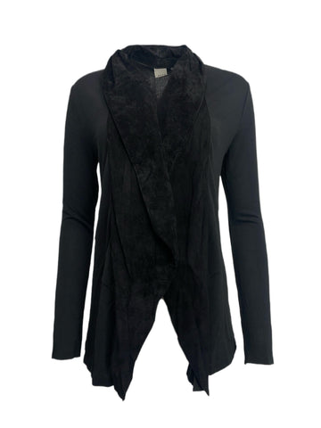 ECRU Women's Black Suede Casual Cardigan #3963 No Size NWT