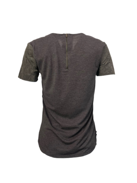 ECRU Women's Brown Morel Suede Zip Back Top #3968 6 NWT