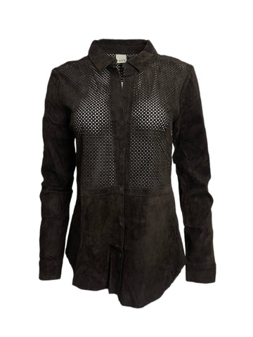 ECRU Women's Brown Espresso Callored Suede Shirt #3980 S NWT