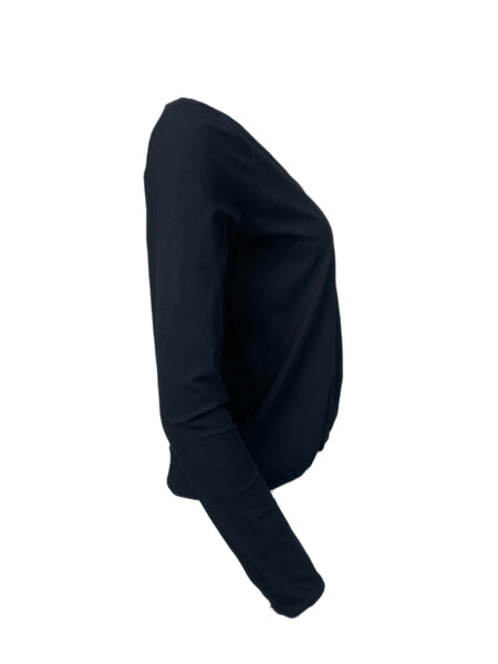 ECRU Women's Black V-Neck Wrap Blouse #3982 S NWT