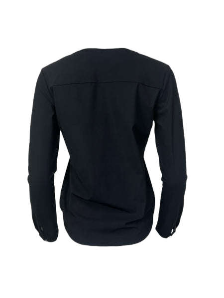 ECRU Women's Black V-Neck Wrap Blouse #3982 S NWT