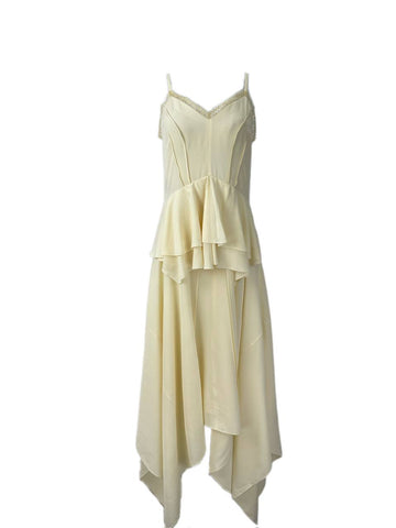 DEREK LAM Women's Beige Long Abstract Dress #3AGG NWT