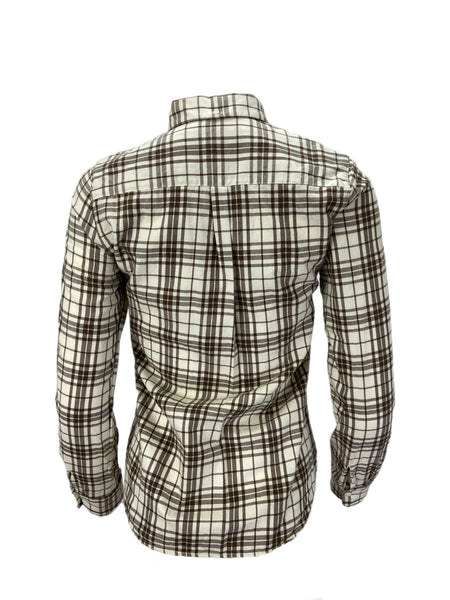 STEVEN ALAN Women's White Single Needle Organic Plaid Casual Shirt Sz P NWT