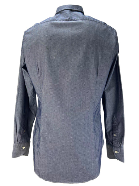 RODA Men's White Navy Patterns Long Sleeve Dress Shirt Sz 15 3/4 NWT