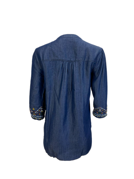 Catherine Malandrino Women's Tencel Blue Living On A Prairie Shirt Sz S NWT