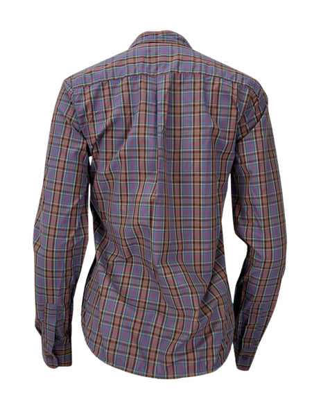 STEVEN ALAN Women's Blue Reverse Seam Plaid Casual Shirt NWT