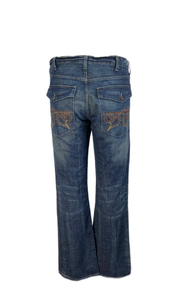 Calvin Klein Men's Navy Straight Leg Zip Up Denim Pants Sz 36X32 NWOT