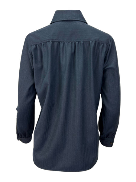 STEVEN ALAN Women's Navy Long Sleeve Casual Shirt Sz P NWOT