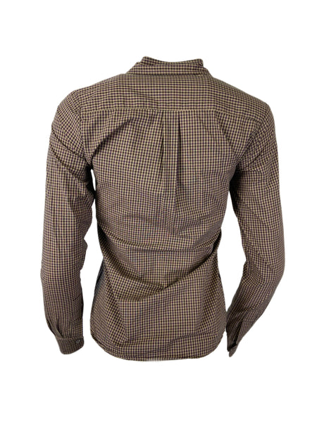 STEVEN ALAN Women's Brown Reverse Seam Plaid Casual Shirt Sz P NWT