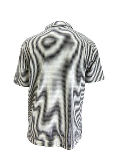 STEVEN ALAN Men's White Placket Short Sleeve Striped Polo NWT