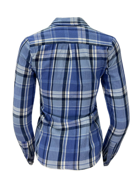 STEVEN ALAN Women's Blue Revseam Plaid Casual Shirt Sz XXS NWT