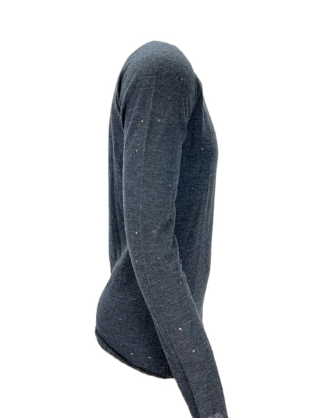 MD75 Antracite Men's Faded Black Distressed Long Sleeve Pullover Sz S NWT