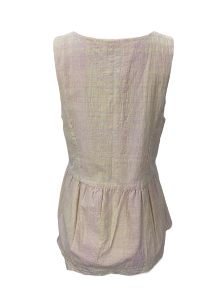 STEVEN ALAN Women's Beige Dakota Sleeveless Plaid Tank Top NWT