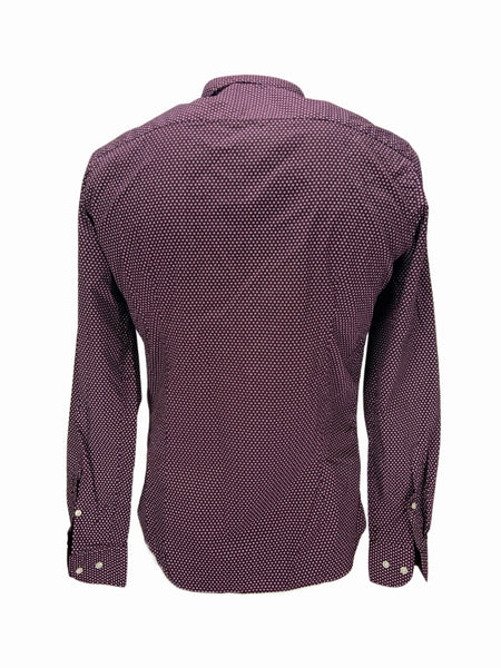 B.D BAGGIES Men's Burgundy Red Floral Pattern Long Sleeve Dress Shirt Sz L NWT