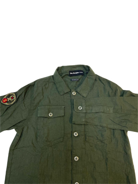 THE KOOPLES Embroidered Army Men's Green Long Sleeve Dress Shirt Sz S NWT