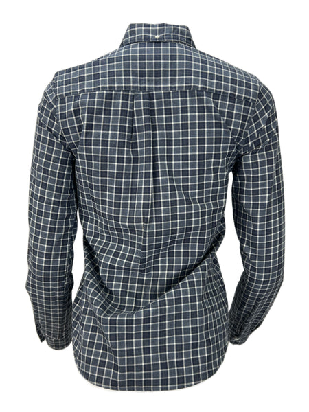 STEVEN ALAN Women's Navy Single Needle Plaid Casual Shirt Sz P NWT