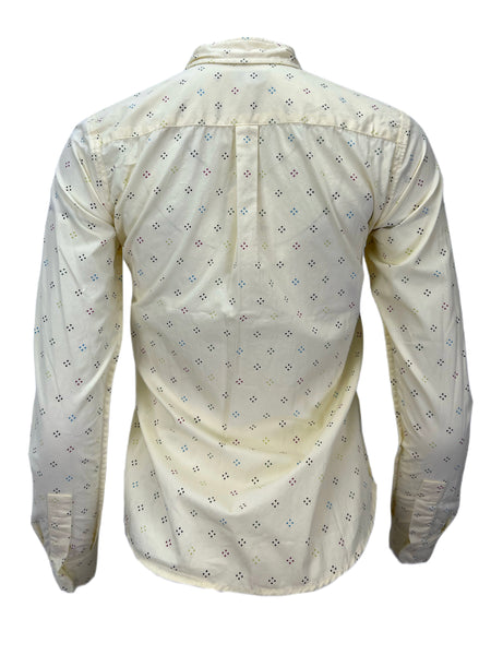 STEVEN ALAN Women's Beige Reverse Seam Polka Dot Casual Shirt Sz P NWT