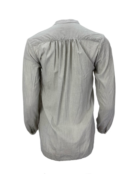 STEVEN ALAN Women's Gray Long Sleeve Striped Button Front Blouse Sz P NWT