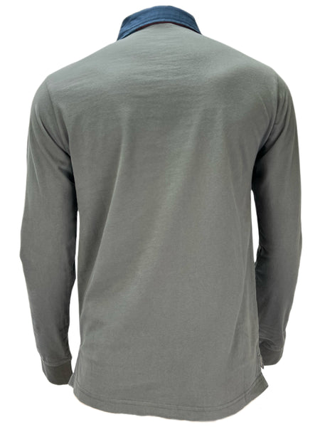 FRED MELLO Men's Gray Embroidered Long Sleeve Polo Sz S NWT