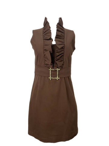 ELIZABETH MCKAY Women's Brown Belted Dress #426 NWT