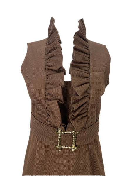 ELIZABETH MCKAY Women's Brown Belted Dress #426 NWT