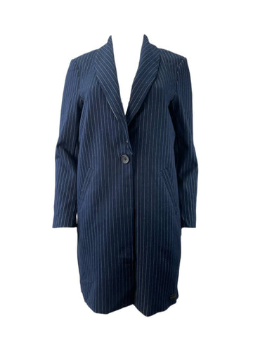 SCOTCH & SODA Women's Navy Striped Coat #4412 XS NWT