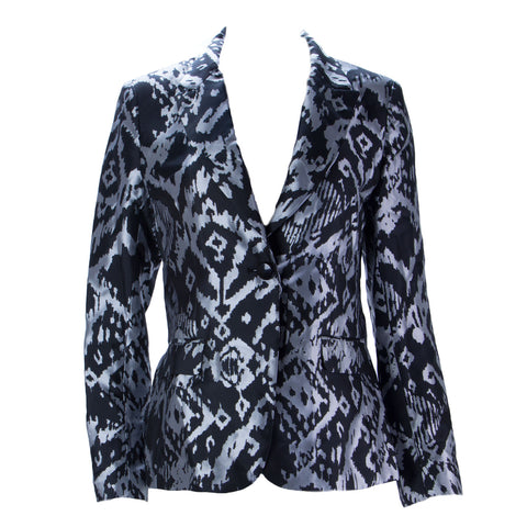 STEVIE MAC Women's Black/Silver Printed Blazer #4518 $278 NWT