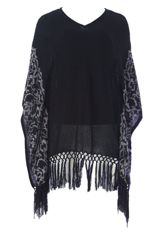 Miraclebody by Miraclesuit Women's Black Felicity Fringed Poncho $120 NWT