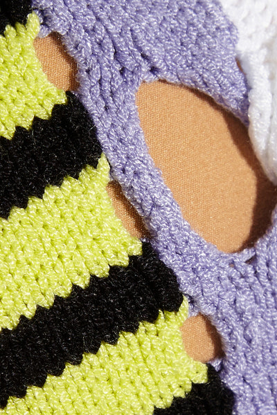 VERSACE Collection Women's Crochet Stretch Knit Mini Dress IT 44 Multi-color