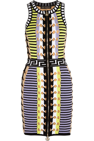 VERSACE Collection Women's Crochet Stretch Knit Mini Dress IT 44 Multi-color