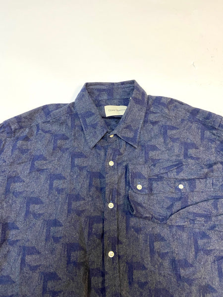 OLIVER SPENCER Men's Raven Navy Patterned Long Sleeve Dress Shirt Sz 16.5 NWT