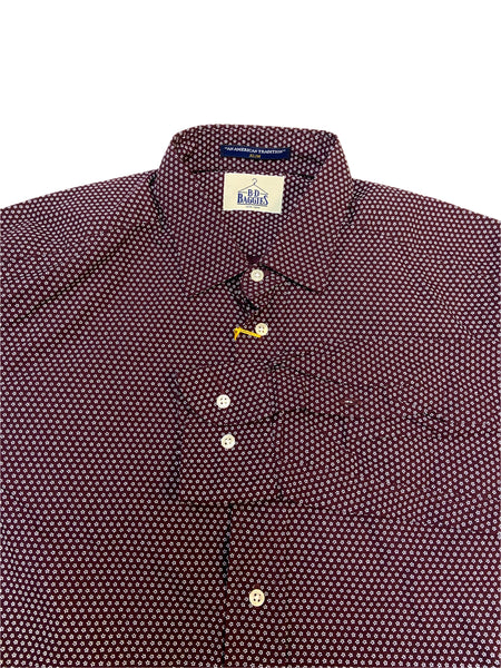 B.D BAGGIES Men's Burgundy Red Floral Pattern Long Sleeve Dress Shirt Sz L NWT