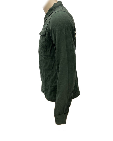 THE KOOPLES Embroidered Army Men's Green Long Sleeve Dress Shirt Sz S NWT