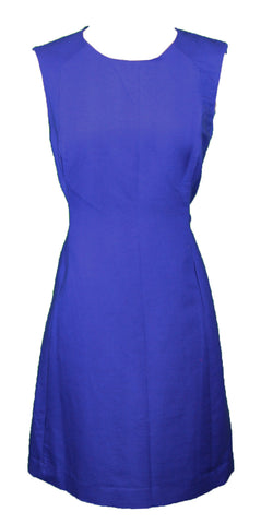 ELIZABETH MCKAY Blue Sleeveless Crewneck Julia Shift Dress 5078 $285 NWT