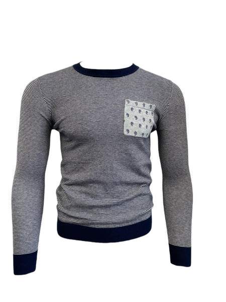 SCOTCH & SODA Men's Navy Striped Classic Crewneck Sweater #571 S NWT