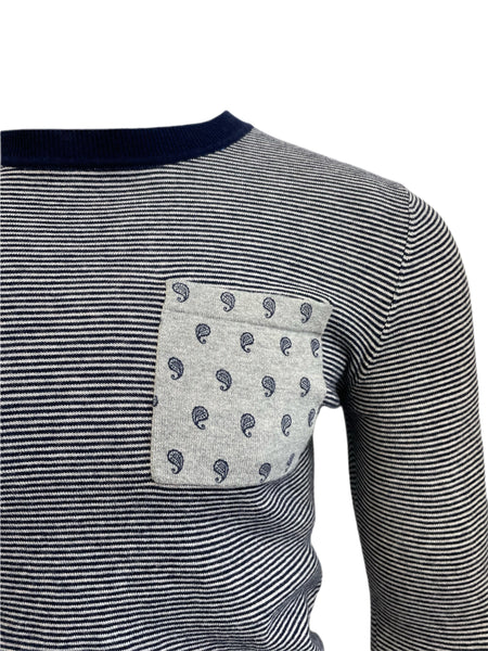 SCOTCH & SODA Men's Navy Striped Classic Crewneck Sweater #571 S NWT