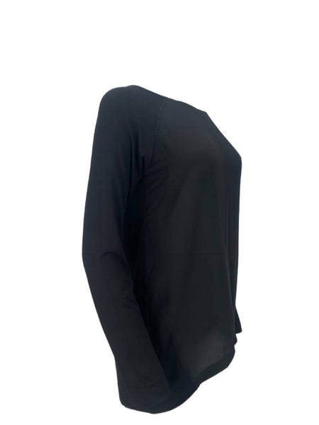 9/15 Women's Black Round Neck Long Sleeve Top #58T NWT
