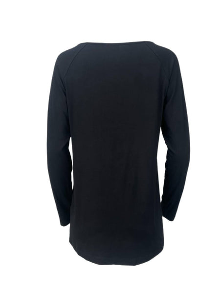 9/15 Women's Black Round Neck Long Sleeve Top #58T NWT