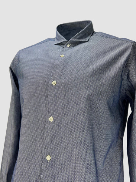 RODA Men's White Navy Patterns Long Sleeve Dress Shirt Sz 15 3/4 NWT