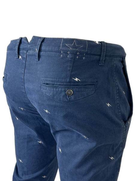 MACCHIA J Men's Blue Straight Leg Denim Embroidered Pants Sz 34 NWOT