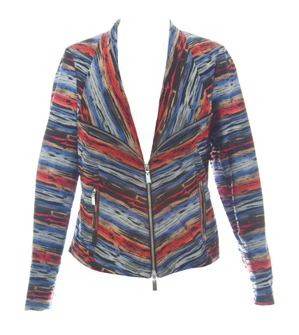600 West Multi-Color Striped Jacquard Techy Zip-Up Jacket W125121 $158 NEW